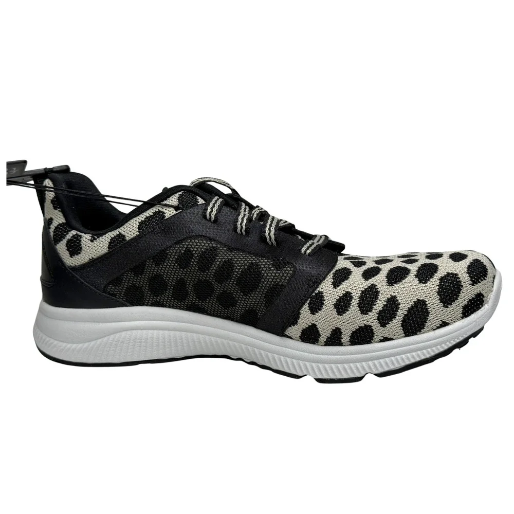 Avia Sz 8.5 Fashion Sneakers Leopard Print B&W Memory Foam Lace Up New